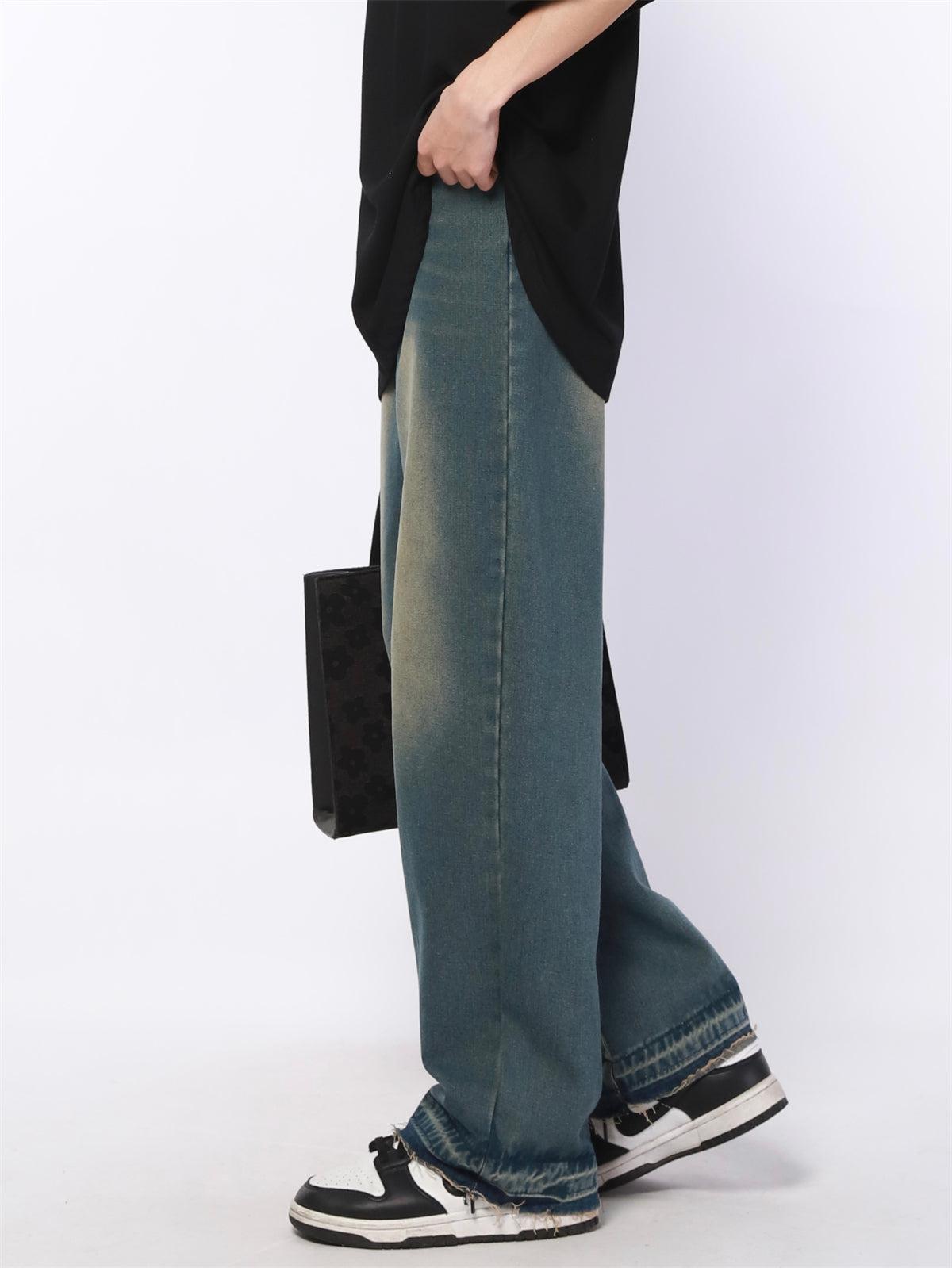 Washed Frayed Hem Straight Jeans Korean Street Fashion Jeans By Made Extreme Shop Online at OH Vault