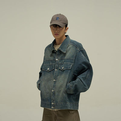 Washed Buttons Front Denim Jacket Korean Street Fashion Jacket By 77Flight Shop Online at OH Vault
