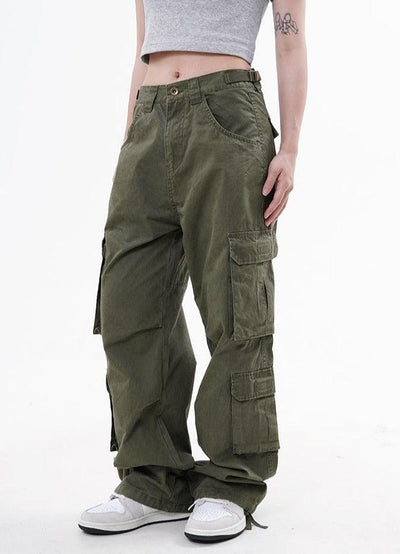 Multi Pocket Knot Hem Cargo Pants Korean Street Fashion Pants By Made Extreme Shop Online at OH Vault