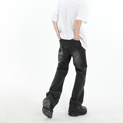 MaxDstr Washed Wrinkled Flare Leg Jeans Korean Street Fashion Jeans By MaxDstr Shop Online at OH Vault