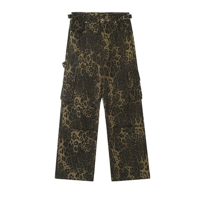 Leopard Print Pleats Cargo Pants Korean Street Fashion Pants By A PUEE Shop Online at OH Vault