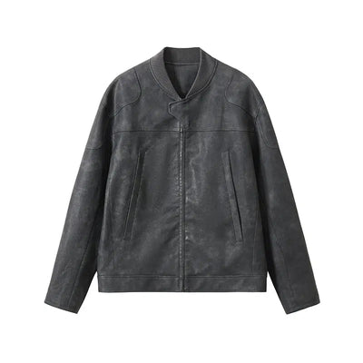 Kreate Vintage Classic Faux Leather Jacket Korean Street Fashion Jacket By Kreate Shop Online at OH Vault