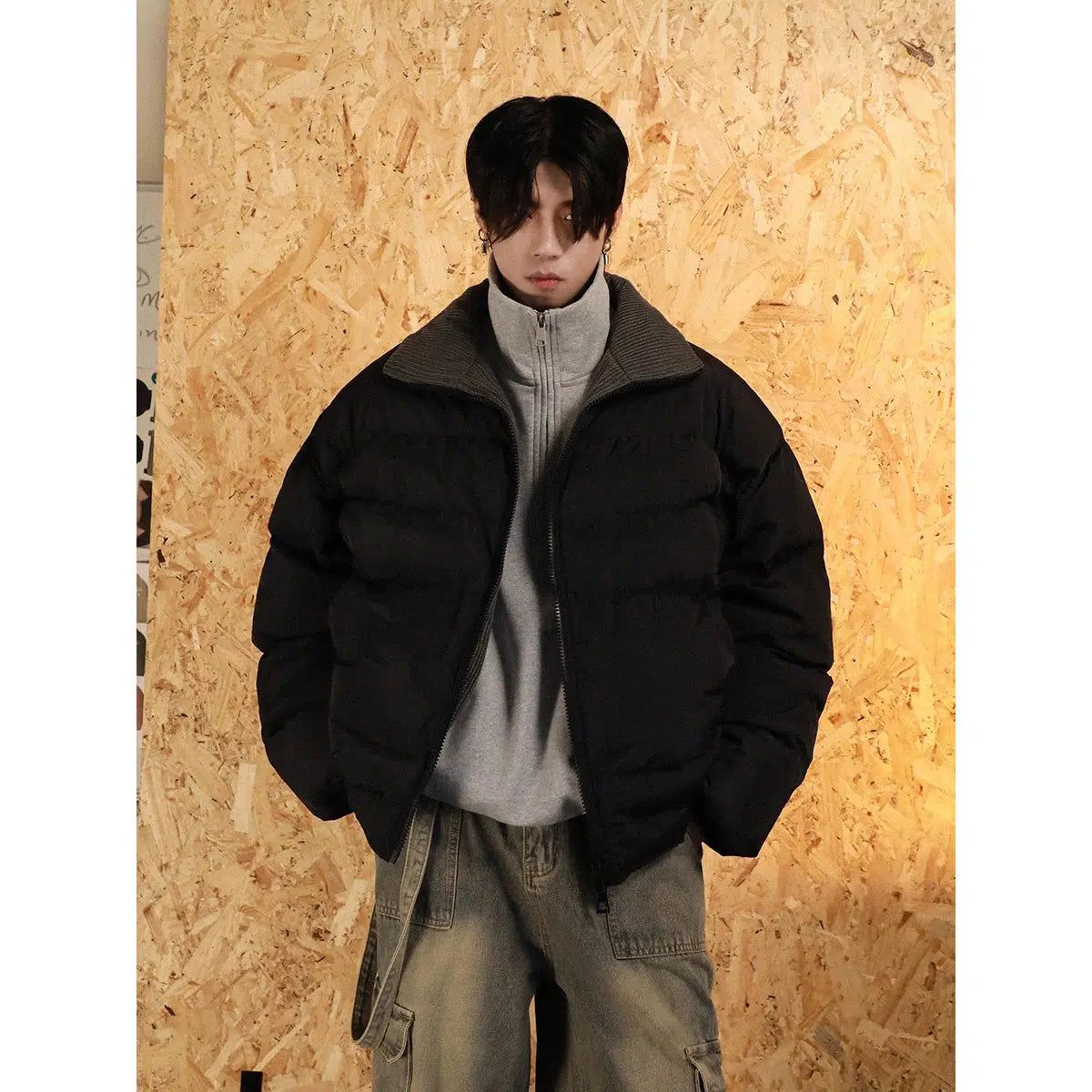 Pleated Loose Puffer Jacket Korean Street Fashion Jacket By Mr Nearly Shop Online at OH Vault