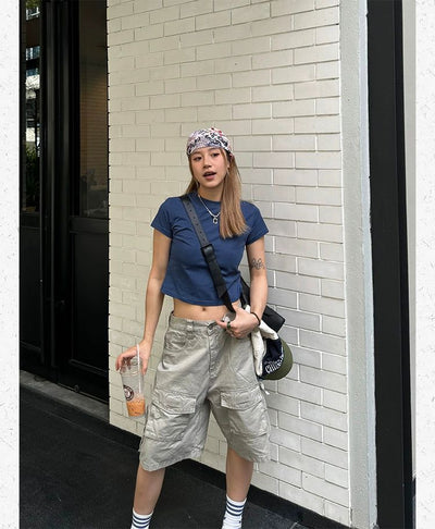 Flap Pocket Cargo Style Shorts Korean Street Fashion Shorts By Made Extreme Shop Online at OH Vault