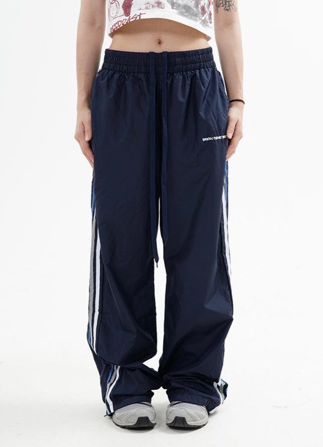 Side Striped Embroidery Text Sports Pants Korean Street Fashion Pants By Made Extreme Shop Online at OH Vault