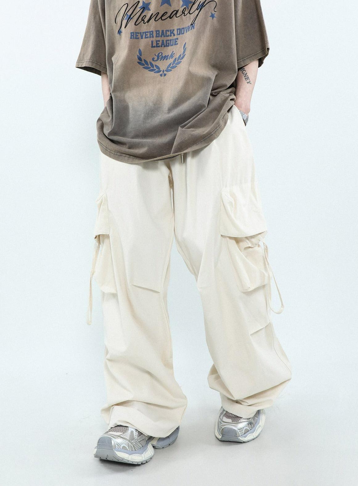 Mr Nearly Casual Pleated Parachute Cargo Pants Korean Street Fashion Pants By Mr Nearly Shop Online at OH Vault
