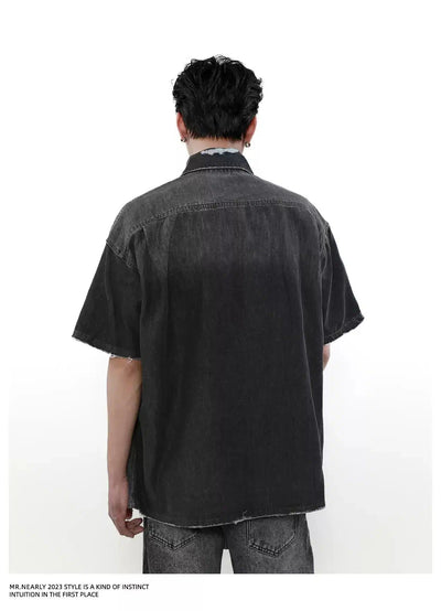 Gradient Two-Tone Short Sleeve Shirt Korean Street Fashion Shirt By Mr Nearly Shop Online at OH Vault