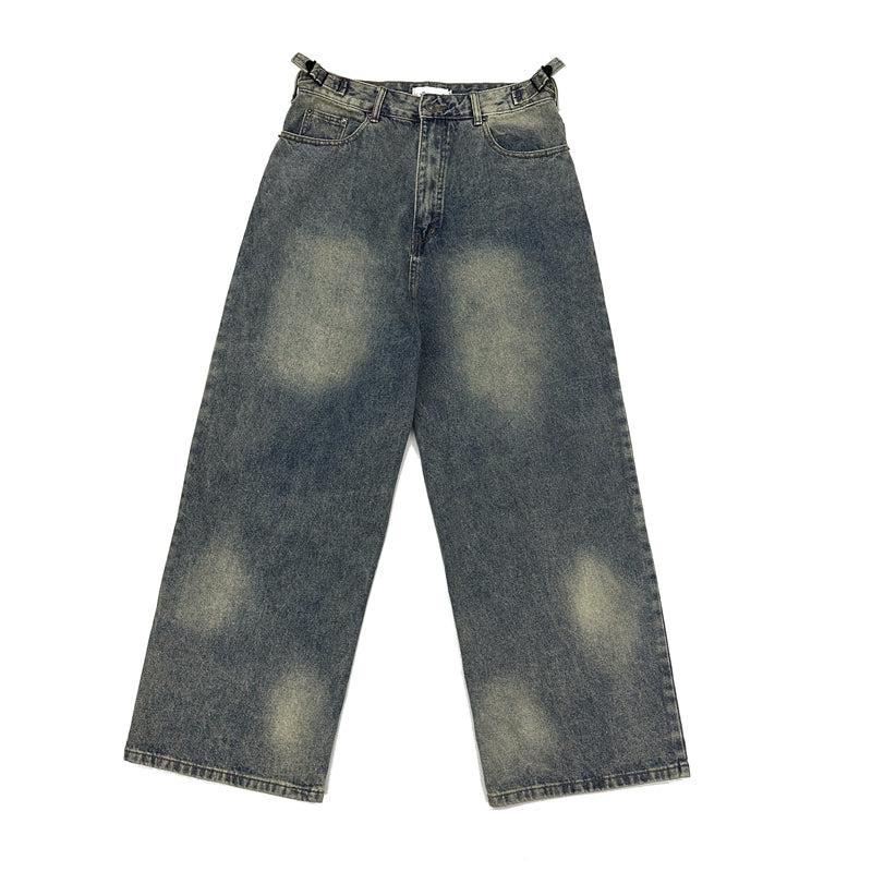 FATE Bleach Washed Loose Wide Cut Jeans Korean Street Fashion Jeans By FATE Shop Online at OH Vault