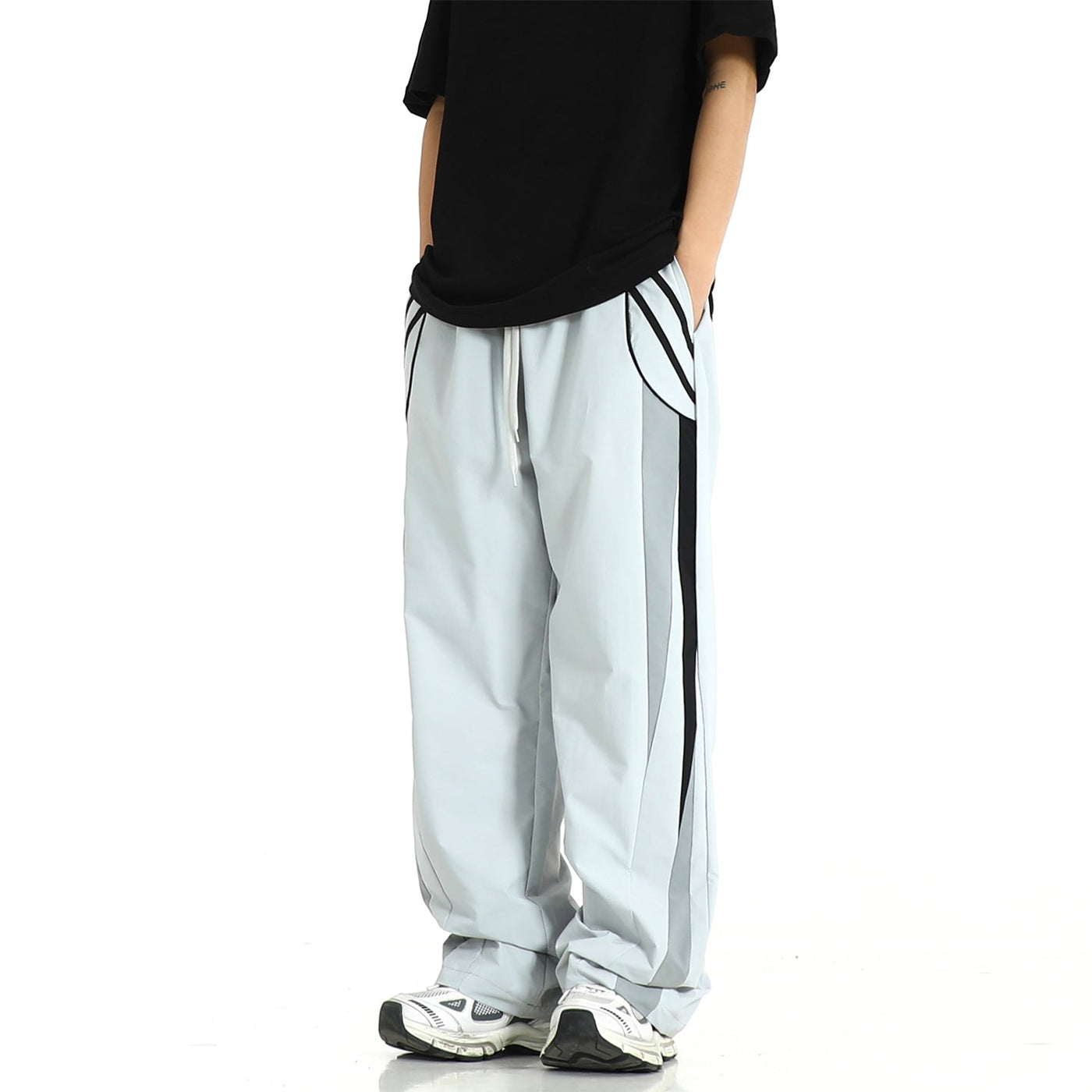 Drawstring Side Stripes Sports Pants Korean Street Fashion Pants By MEBXX Shop Online at OH Vault