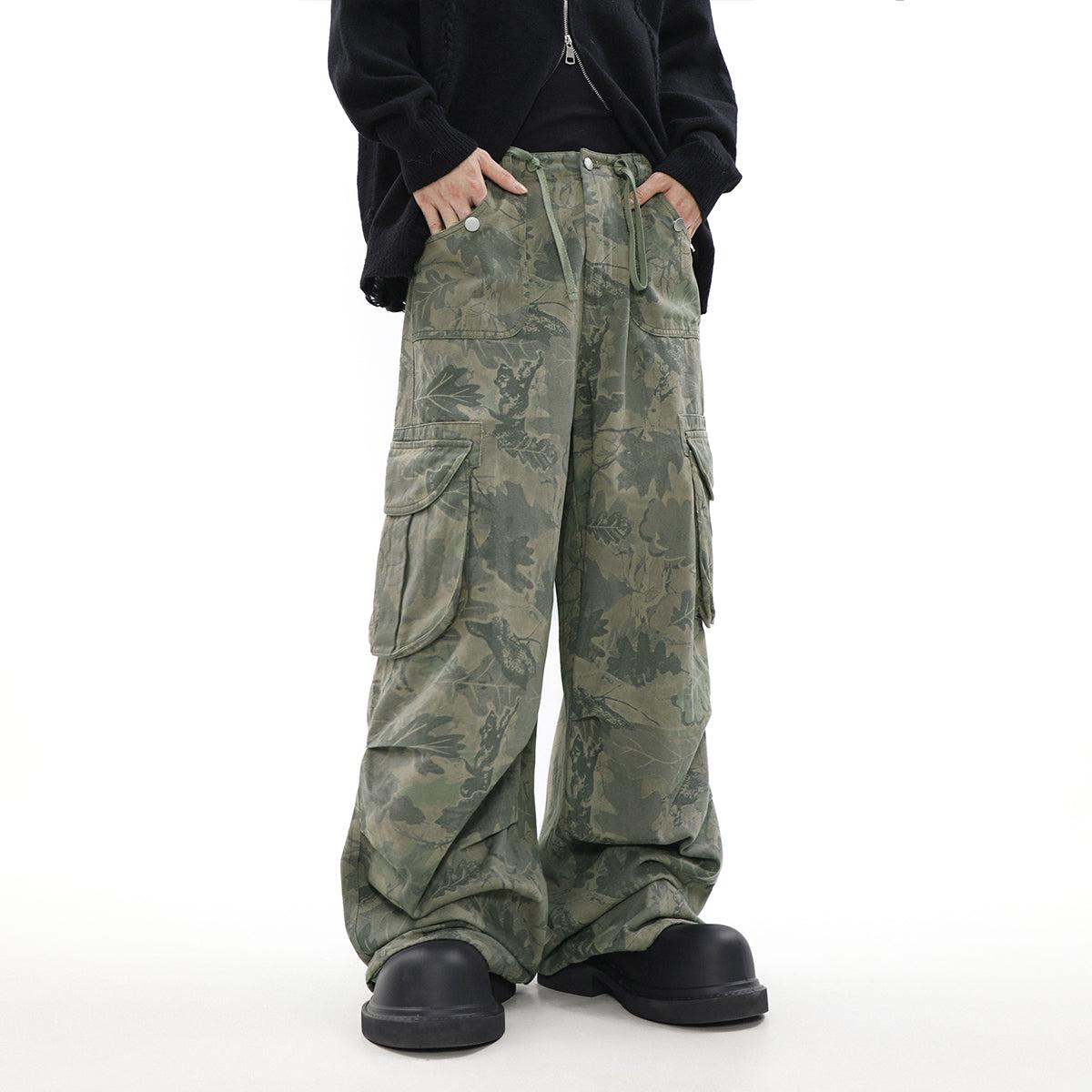 Mr Nearly Leaf Camouflage Drawstring Cargo Pants Korean Street Fashion Pants By Mr Nearly Shop Online at OH Vault