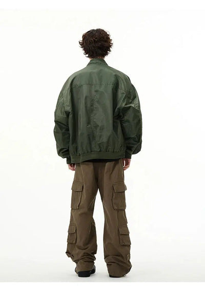Solid Harrington Bomber Jacket Korean Street Fashion Jacket By 77Flight Shop Online at OH Vault