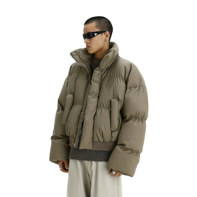 Ribbed Hem Short Puffer Jacket Korean Street Fashion Jacket By MEBXX Shop Online at OH Vault