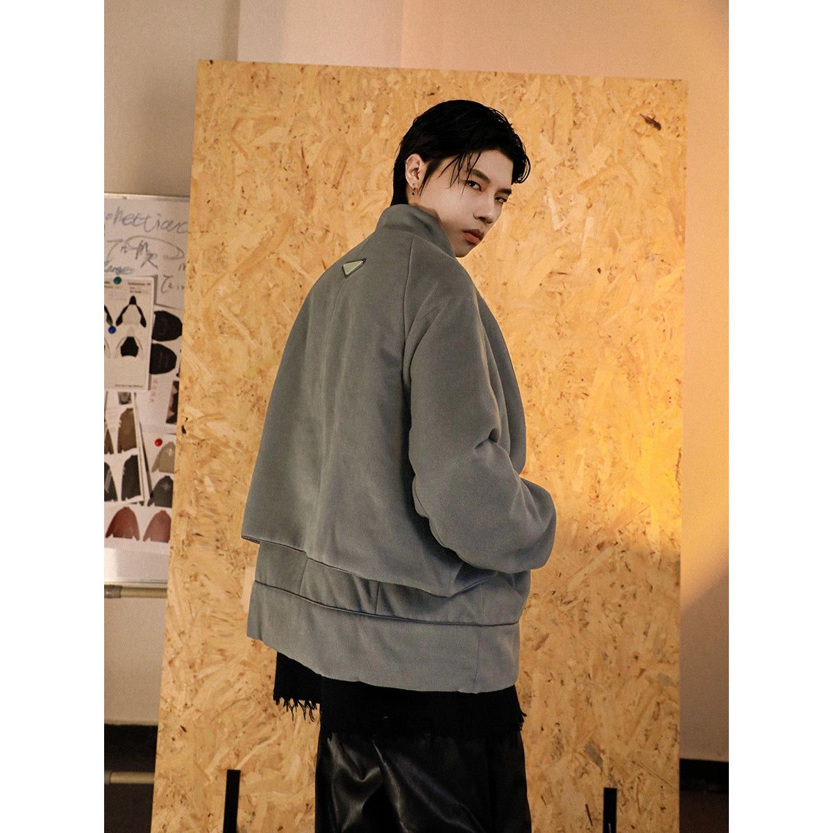 Metal Accent Layered Jacket Korean Street Fashion Jacket By Mr Nearly Shop Online at OH Vault