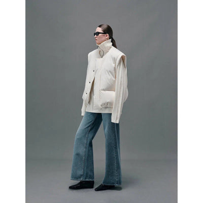 Buttoned Cropped Down Vest Korean Street Fashion Vest By NANS Shop Online at OH Vault