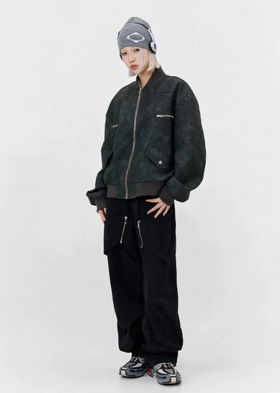 Made Extreme Stand-Up Collar Zip PU Leather Jacket Korean Street Fashion Jacket By Made Extreme Shop Online at OH Vault