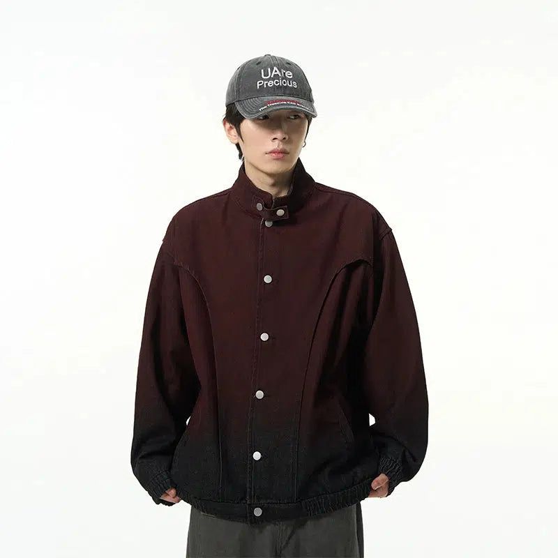 Ombre Buttons-Up Denim Jacket Korean Street Fashion Jacket By 77Flight Shop Online at OH Vault