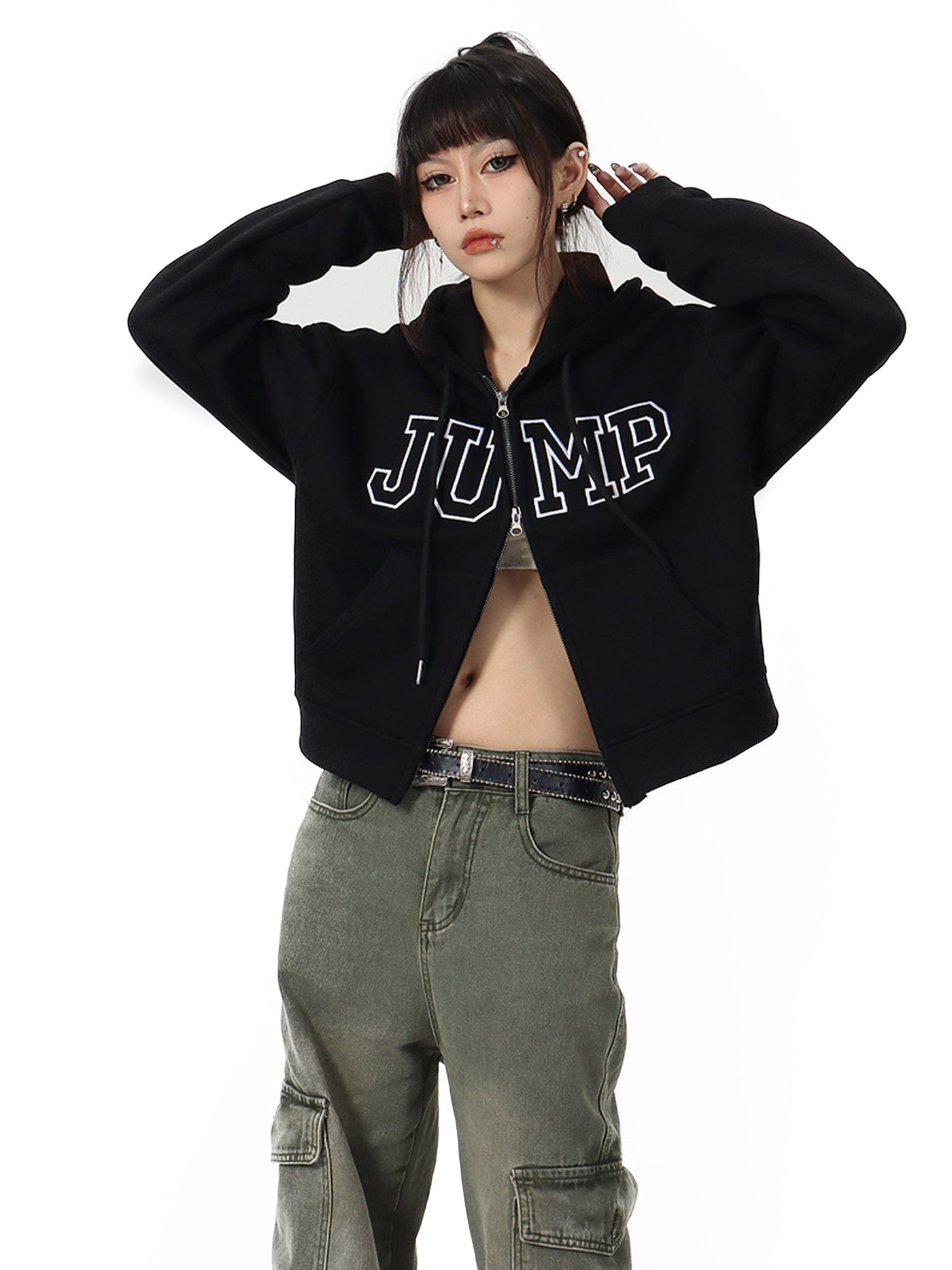 Big Logo Zip Hoodie Korean Street Fashion Hoodie By Jump Next Shop Online at OH Vault
