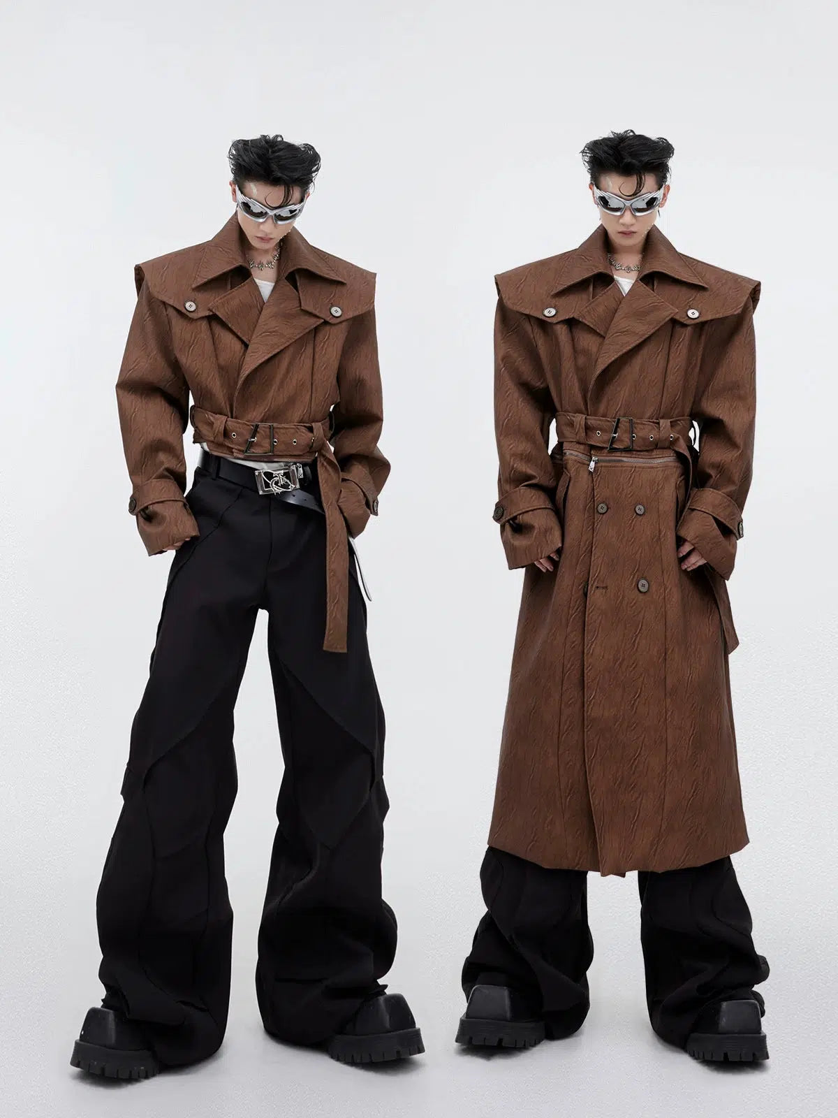 Detachable Half Zipped Trench Coat Korean Street Fashion Long Coat By Argue Culture Shop Online at OH Vault