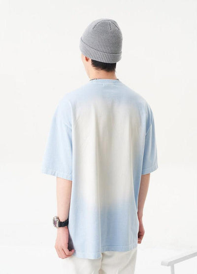 Gradient Embossed Print Tie-Dye T-Shirt Korean Street Fashion T-Shirt By New Start Shop Online at OH Vault