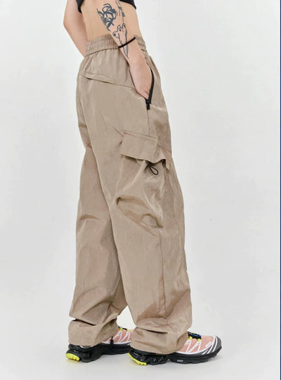 Drawstring Pleated Texture Cargo Pants Korean Street Fashion Pants By Made Extreme Shop Online at OH Vault