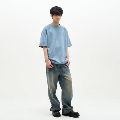 77Flight Washed Effect Loose Jeans Korean Street Fashion Jeans By 77Flight Shop Online at OH Vault