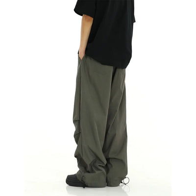 Drawstring Knee Pleated Parachute Pants Korean Street Fashion Pants By MEBXX Shop Online at OH Vault