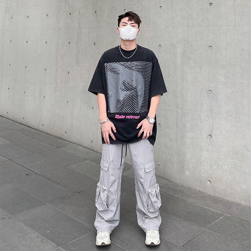 A PUEE Drawstring Waist Multi-Pocket Cargo Pants Korean Street Fashion Pants By A PUEE Shop Online at OH Vault