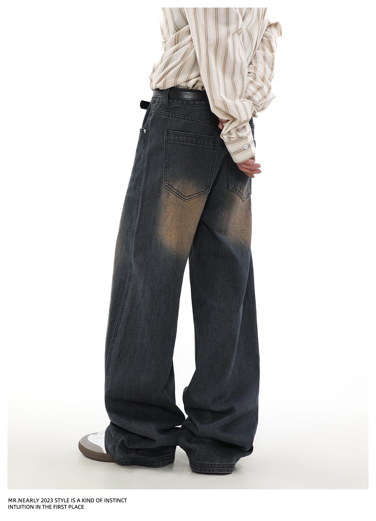 Classic Washed Wide Leg Jeans Korean Street Fashion Jeans By Mr Nearly Shop Online at OH Vault