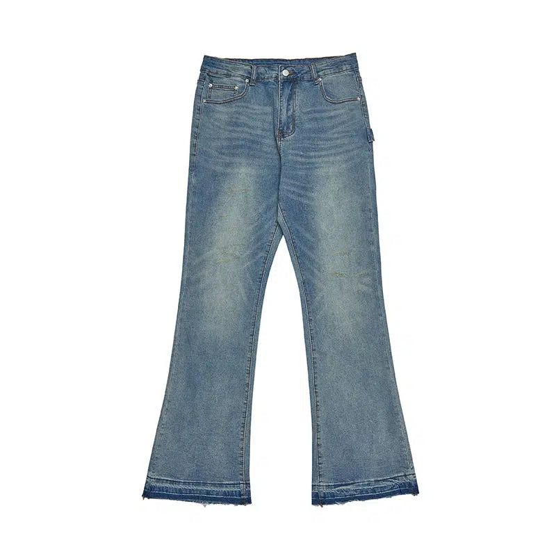 Washed Slim Fit Raw Edge Jeans Korean Street Fashion Jeans By A PUEE Shop Online at OH Vault