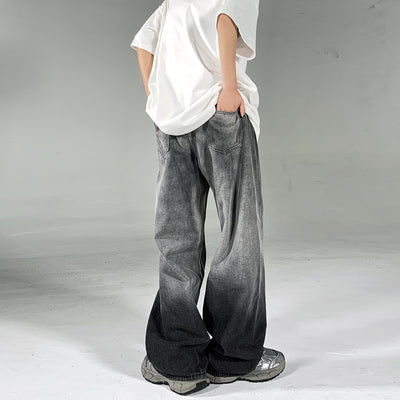 Gradient Washed Wide Leg Jeans Korean Street Fashion Jeans By Ash Dark Shop Online at OH Vault