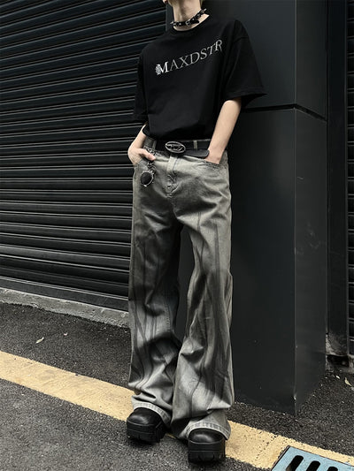 Graffiti Washed Flared Jeans Korean Street Fashion Jeans By MaxDstr Shop Online at OH Vault