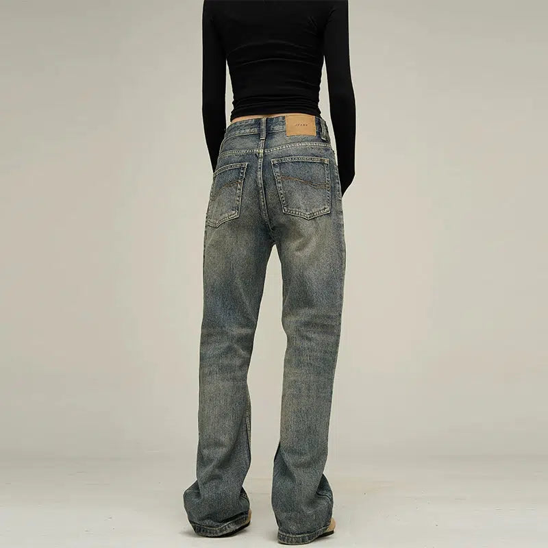 Straight Leg Regular Jeans Korean Street Fashion Jeans By 77Flight Shop Online at OH Vault