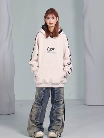 Striped Sleeve Loose Hoodie Korean Street Fashion Hoodie By Jump Next Shop Online at OH Vault