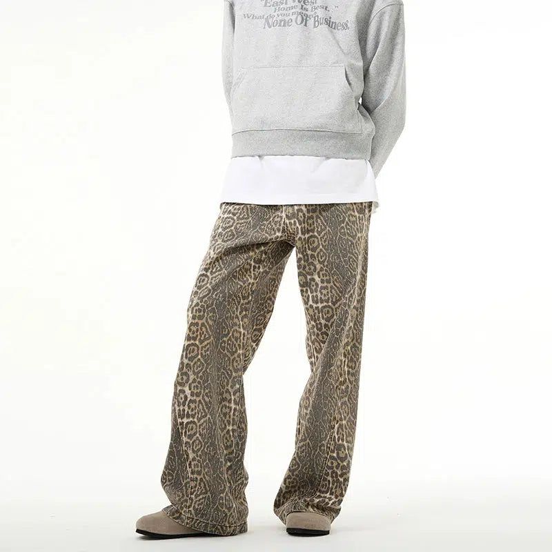 Faded Leopard Print Loose Pants Korean Street Fashion Pants By 77Flight Shop Online at OH Vault