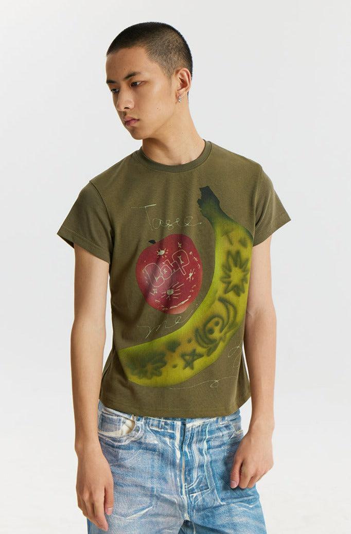 Doodle Fruits Graphic Slim Fit T-Shirt Korean Street Fashion T-Shirt By Conp Conp Shop Online at OH Vault
