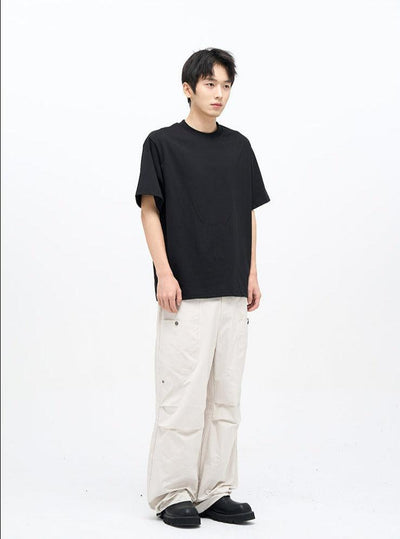 77Flight Metal Buttons Pleated Pants Korean Street Fashion Pants By 77Flight Shop Online at OH Vault