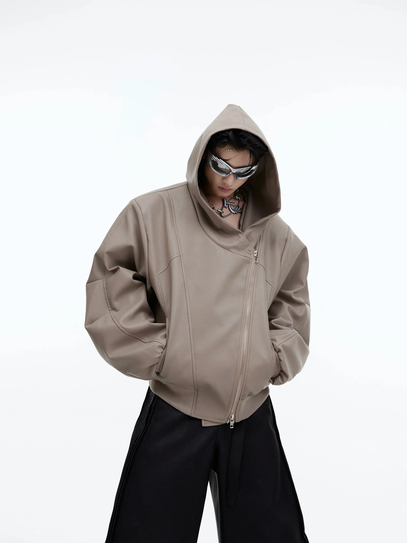 Side Zip Faux Leather Hoodie Korean Street Fashion Hoodie By Argue Culture Shop Online at OH Vault