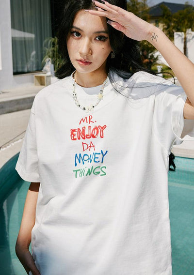 Graffiti Letters T-Shirt Korean Street Fashion T-Shirt By Mr Enjoy Da Money Shop Online at OH Vault