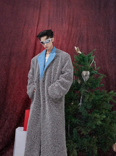Contrast Peak Lapel Long Coat Korean Street Fashion Long Coat By Argue Culture Shop Online at OH Vault