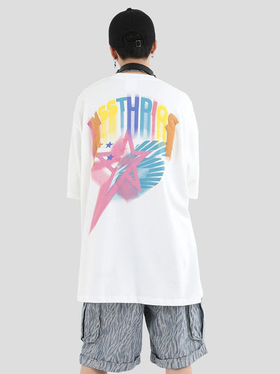 Graffiti Foam Star Logo T-Shirt Korean Street Fashion T-Shirt By INS Korea Shop Online at OH Vault