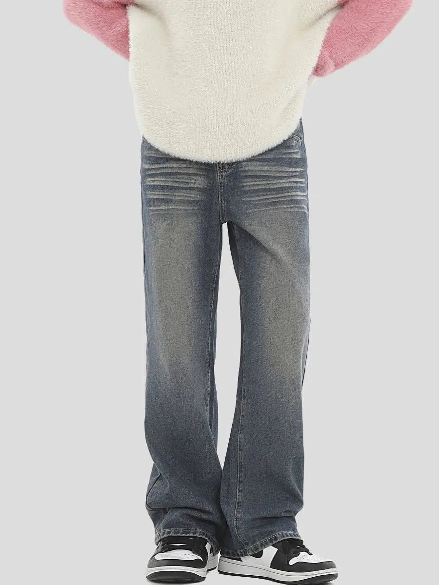 Whiskers Emphasis Regular Jeans Korean Street Fashion Jeans By INS Korea Shop Online at OH Vault