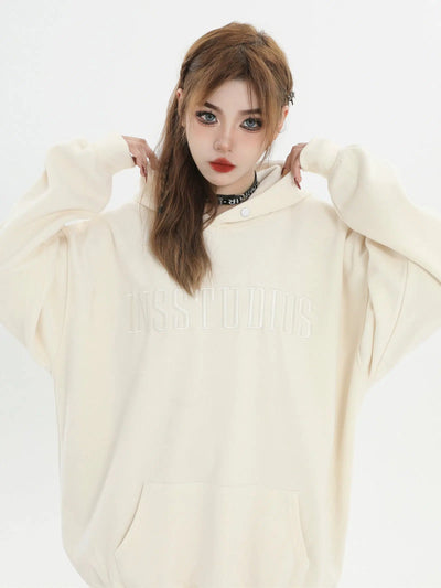 INS Korea Stitched Logo Casual Hoodie Korean Street Fashion Hoodie By INS Korea Shop Online at OH Vault
