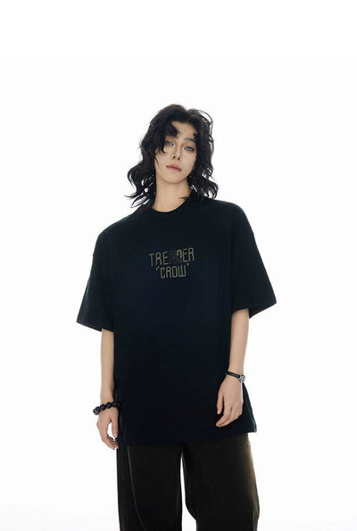 Text Print T-Shirt Korean Street Fashion T-Shirt By Cro World Shop Online at OH Vault
