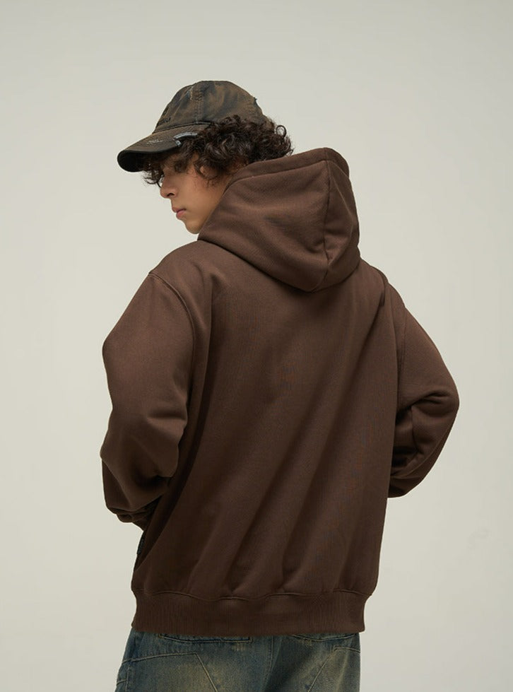 77Flight Letters & Logo Kangaroo Pocket Hoodie Korean Street Fashion Hoodie By 77Flight Shop Online at OH Vault