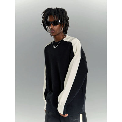 Outlining Contrast Block Sweater Korean Street Fashion Sweater By Yad Crew Shop Online at OH Vault