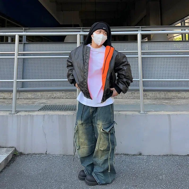 Utility Hooded PU Leather Jacket Utility Hooded PU Leather Jacket