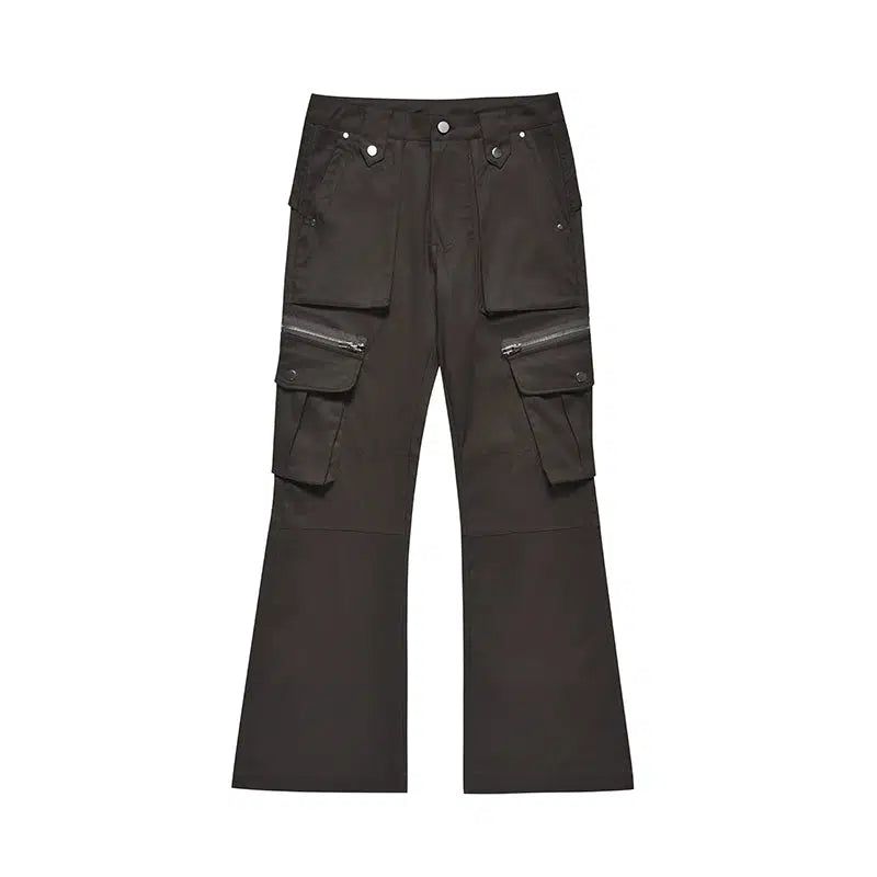 Multi-Pocket Slim Flared Cargo Pants Korean Street Fashion Pants By Mr Nearly Shop Online at OH Vault