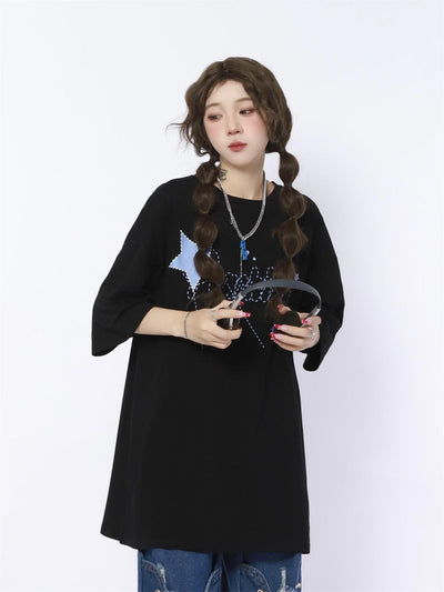 Star Traced Line T-Shirt Korean Street Fashion T-Shirt By Made Extreme Shop Online at OH Vault