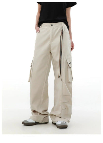 Lanyard Straight Fit Cargo Pants Korean Street Fashion Pants By Mr Nearly Shop Online at OH Vault