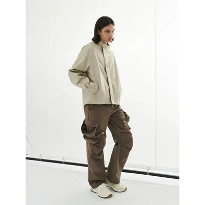 Structured Suede Texture Jacket Korean Street Fashion Jacket By 11St Crops Shop Online at OH Vault